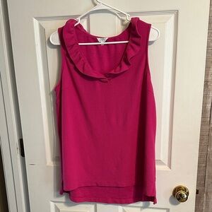 crown & ivy Sleeveless Ruffle-Neck Tank Top - Fuchsia